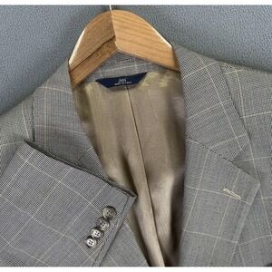 Brooks Brothers Blazer Jacket 41 Regular Beige Window Pane 346 Silk Wool
